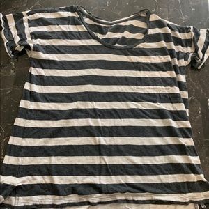 Gray and White Striped T-shirt
